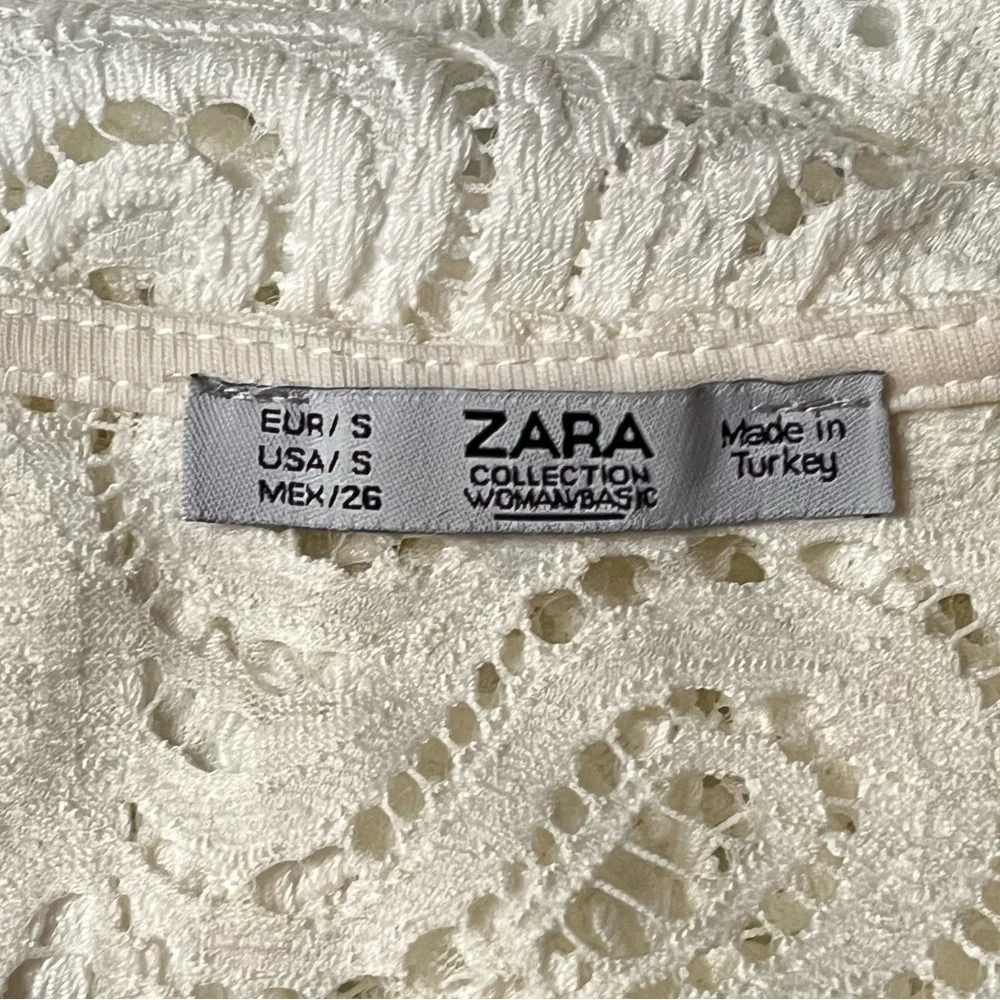 Zara Swirl Lace Faux Wrap Cropped Top Off White Size Small
